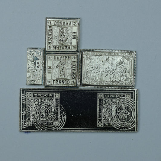 Franklin Mint Sterling Silver Miniature World Stamps - Germany Bavaria