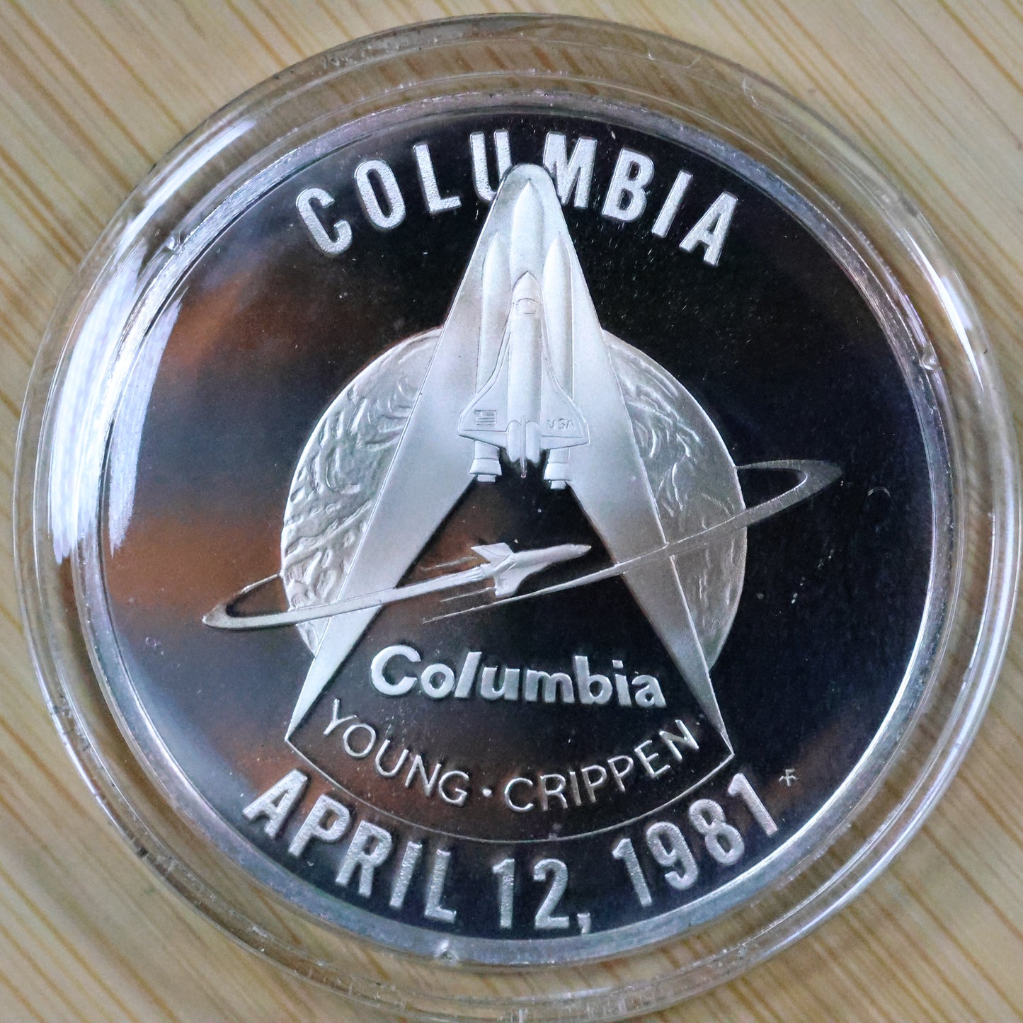 Franklin Mint American Space Flight Medal - Columbia Sterling Silver Proof w/ Capsule