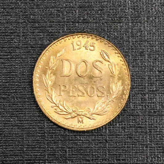 1945 2 Pesos Dos Pesos Mexico Gold Coin