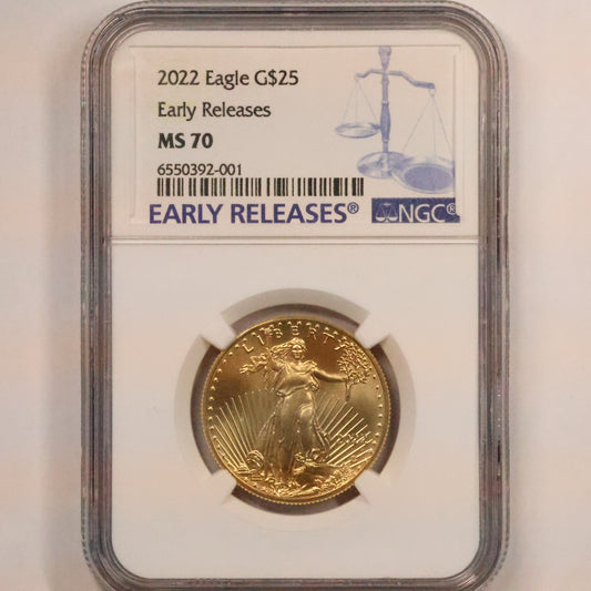 2022 $25 1/2 Oz Gold Eagle NGC MS70 Early Releases