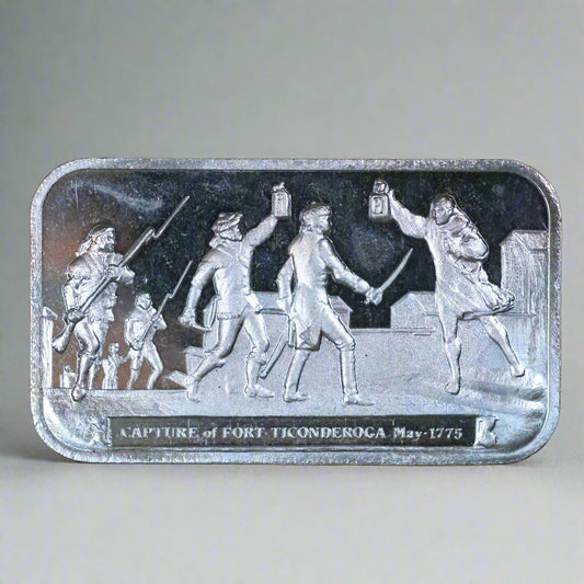 1 oz Silver .999 Fine Silver Art Bar Columbia Mint - Capture of Fort Ticonderoga