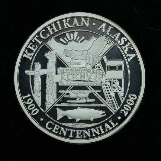 2000 1 oz .999 Fine Silver Ketchikan Alaska 100 Year Centennial Celebration w/ Capsule