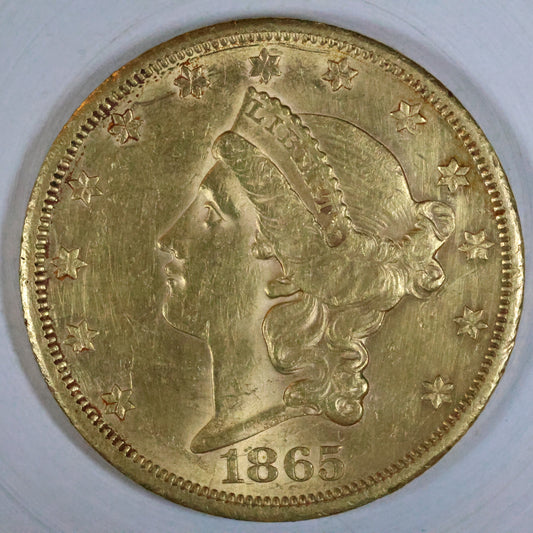 1865 S $20 Gold Liberty Head Double Eagle - San Francisco
