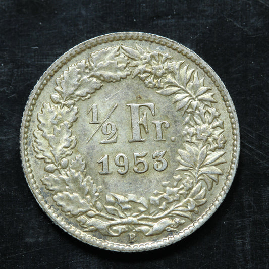 1953 B Switzerland 1/2 FRANC Silver KM#23