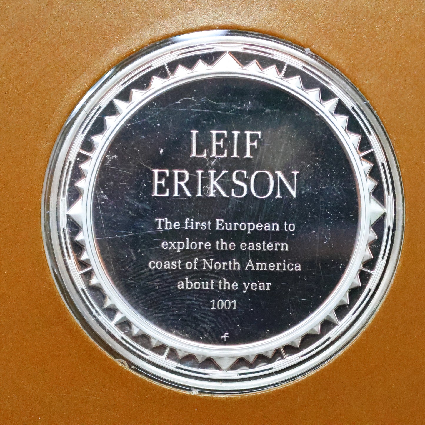 Franklin Mint The Great Explorers STERLING SILVER Art Round - Leif Erikson