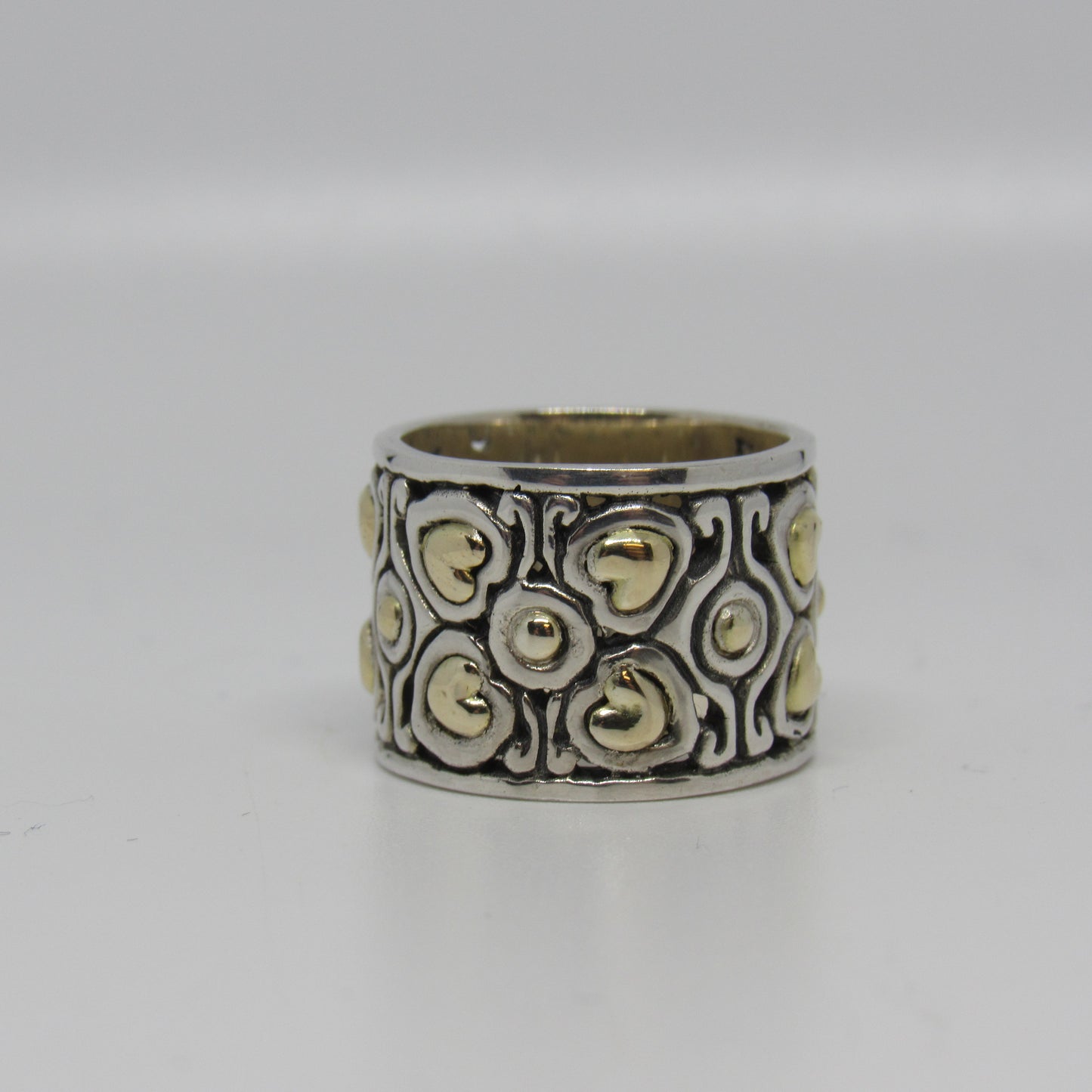 Vintage David Schorr DS/ID Sterling Silver 925 18k Band Ring - Size 5.75
