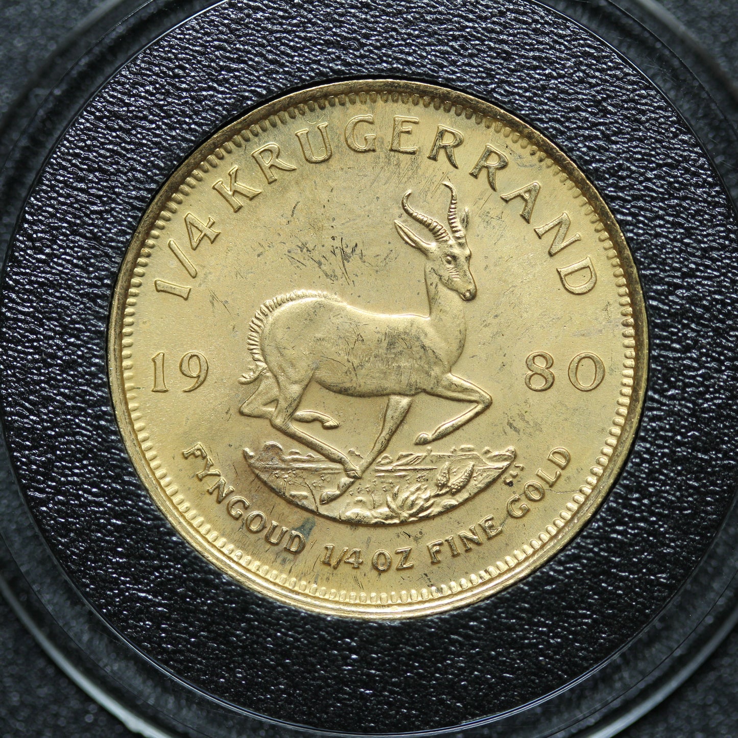1980 1/4 oz South African Gold Krugerrand Bullion Coin w/ Capsule (#10)