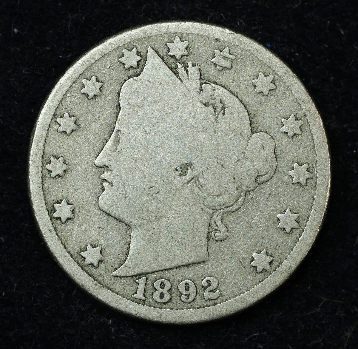 1892 5c Liberty V Nickel Five Cent Coin