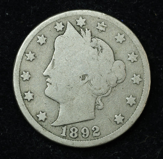 1892 5c Liberty V Nickel Five Cent Coin