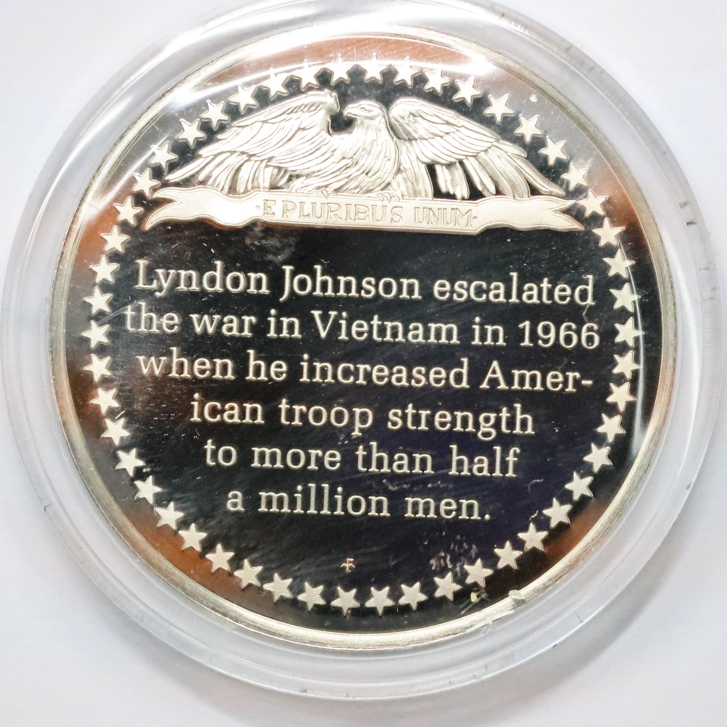 Franklin Mint STERLING SILVER Medals - History of American Presidency - Vietnam Escalation