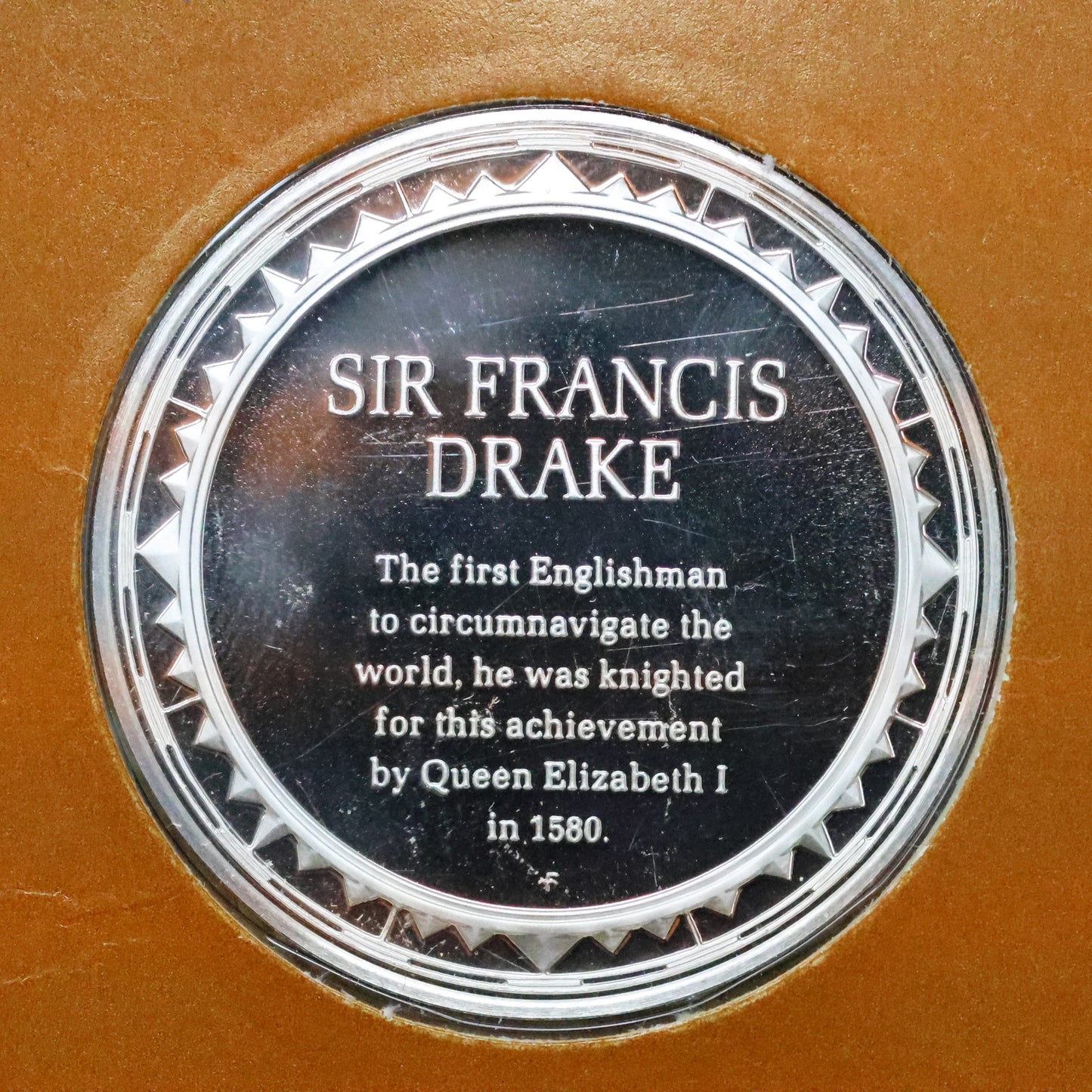 Franklin Mint The Great Explorers STERLING SILVER Art Round - Sir Francis Drake