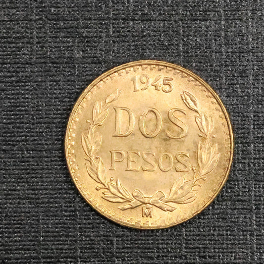 1945 2 Pesos Dos Pesos Mexico Gold Coin