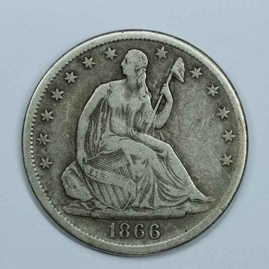 1866 S Seated Liberty Silver Half Dollar 50c San Francisco with Motto