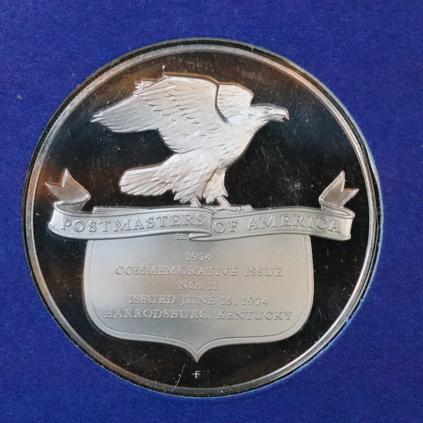 1974 Postmasters of America STERLING SILVER Art Round - No. 11 Settlement of Kentucky