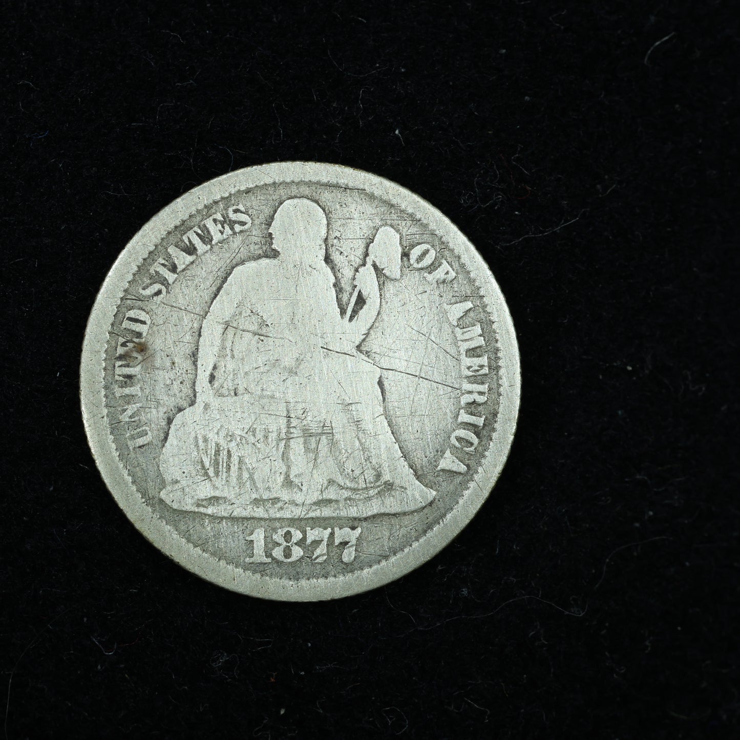 1877 CC Seated Liberty Dime 10c Variety 4 Carson City