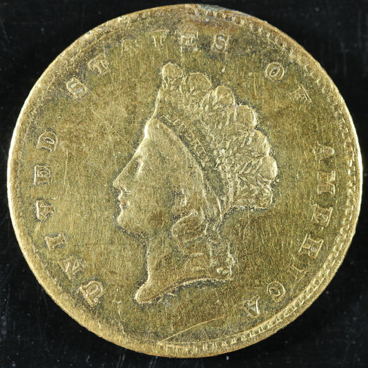 1855 US Gold $1 Dollar Indian Princess Small Head