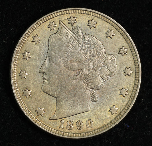 1890 5c Liberty V Nickel Five Cent Coin