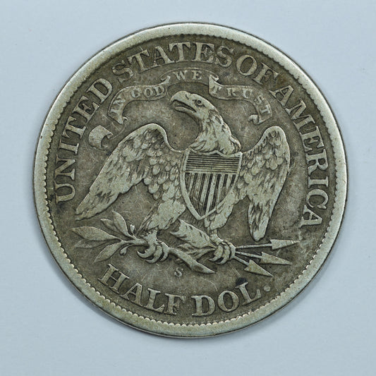 1866 S Seated Liberty Silver Half Dollar 50c San Francisco with Motto