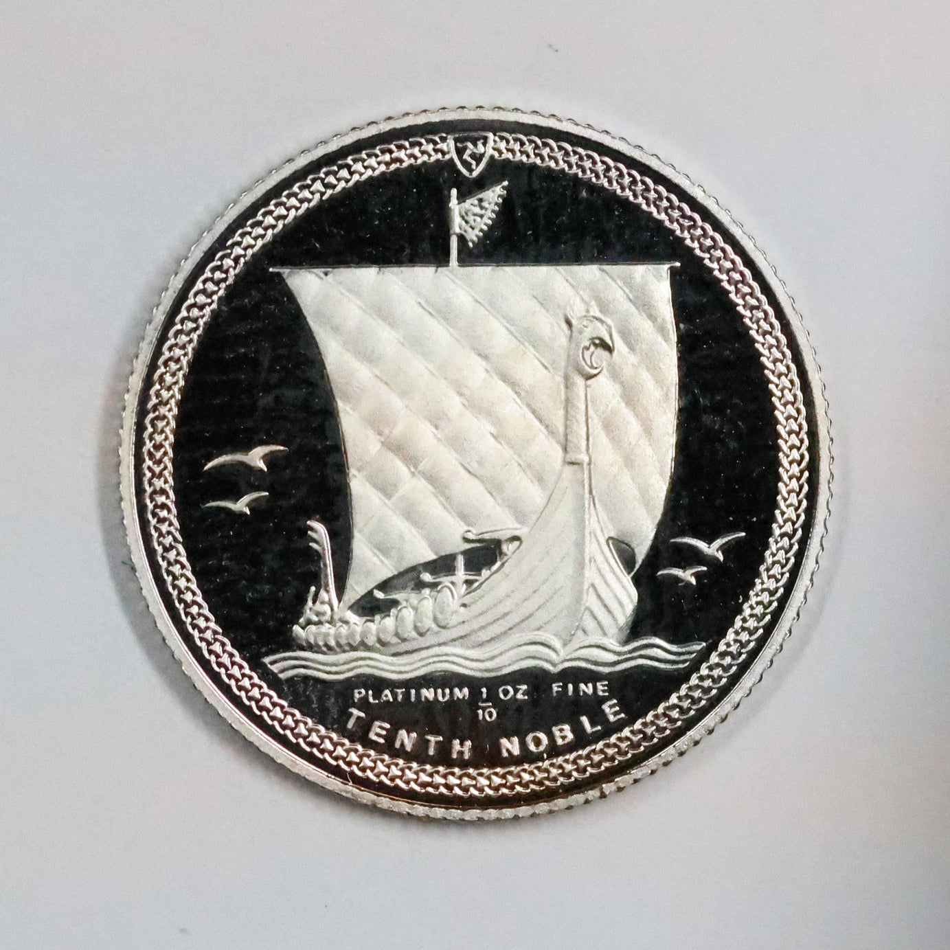 1984 Isle Of Man Tenth Noble 1/10 Oz Platinum Coin Viking Longship Elizabeth II