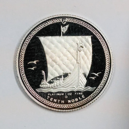 1984 Isle Of Man Tenth Noble 1/10 Oz Platinum Coin Viking Longship Elizabeth II