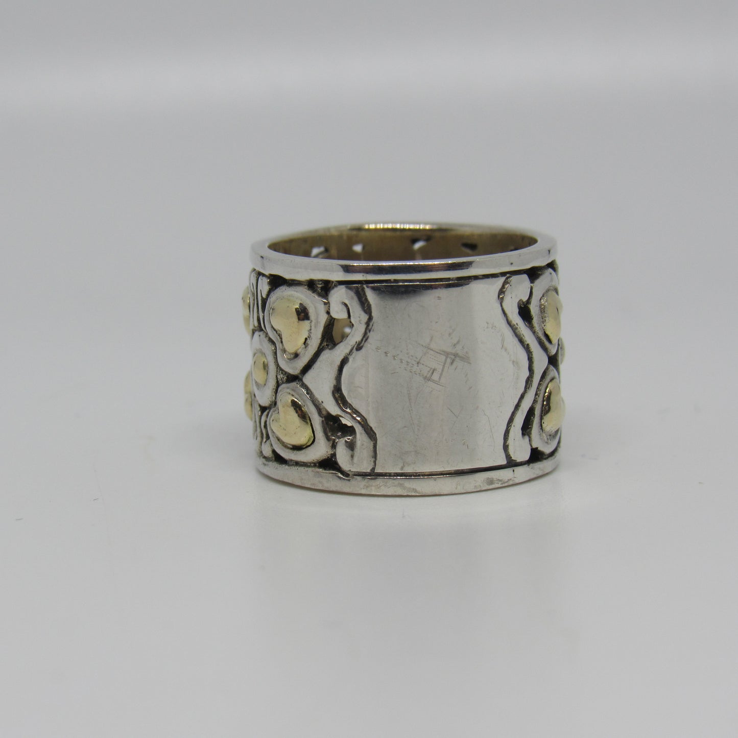 Vintage David Schorr DS/ID Sterling Silver 925 18k Band Ring - Size 5.75