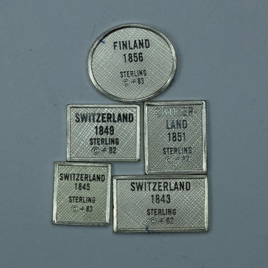 Franklin Mint Sterling Silver Miniature World Stamps - Finland Switzerland