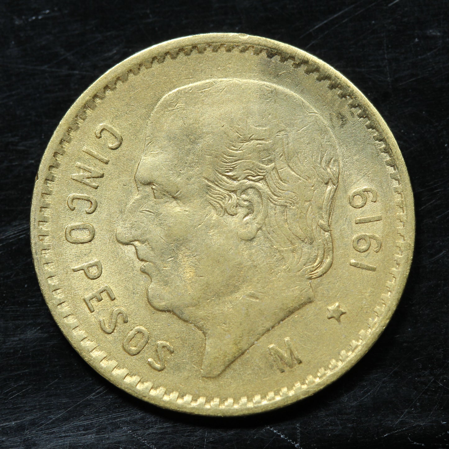 1919 5 Pesos Cinco Pesos Mexico Gold Coin