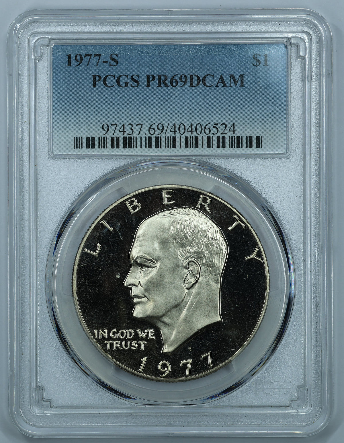 1977 S (San Francisco) Eisenhower CLAD Dollar $1 - PCGS PR69 DCAM