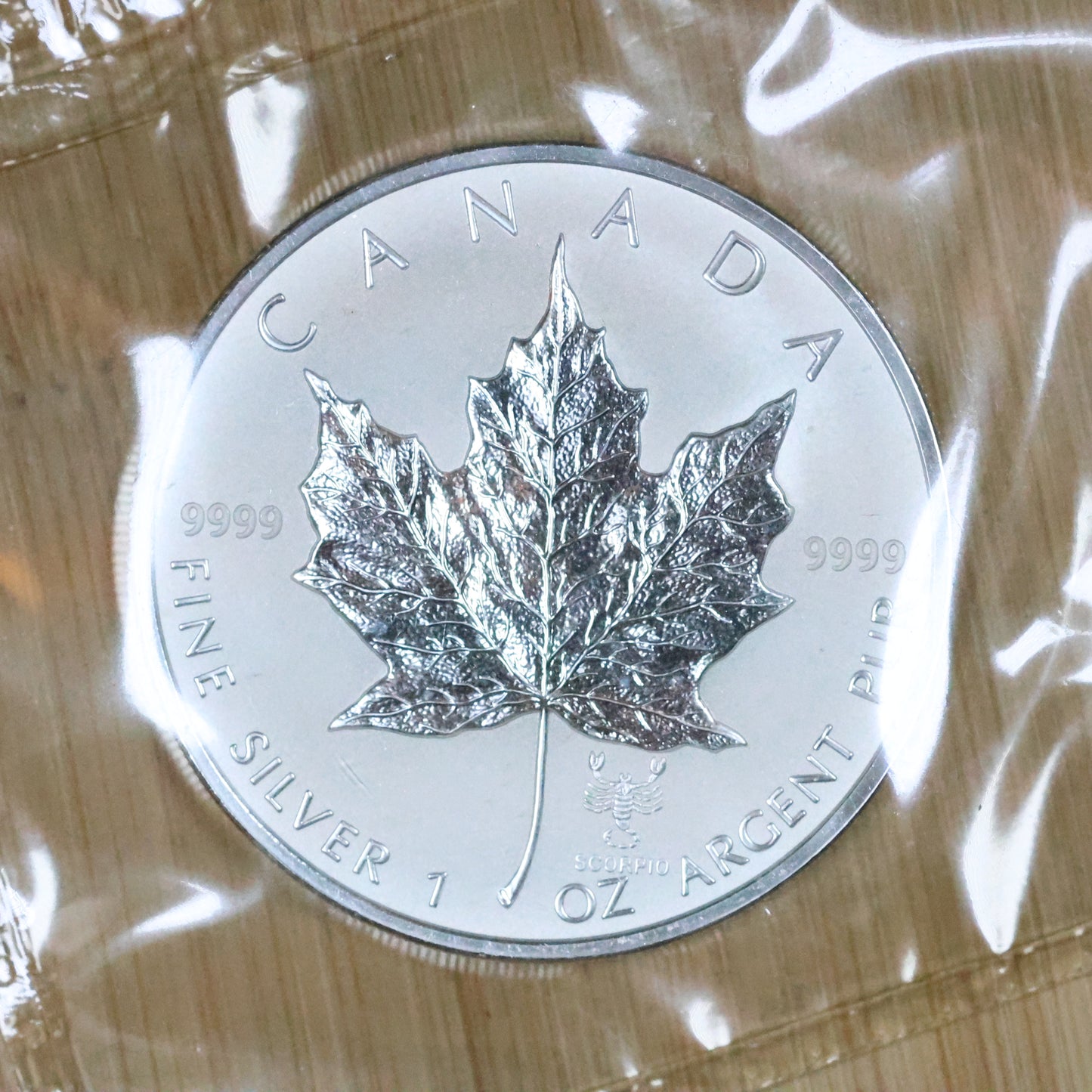 2004 1 oz Silver Canada $5 Maple Leaf Zodiac - Sealed - Scorpio Privy