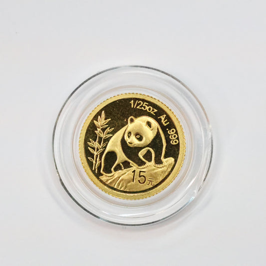 2007 1/25 oz .999 Fine Gold Panda Gold Coin 25th Anniversary Face of 1990 w/ Capsule