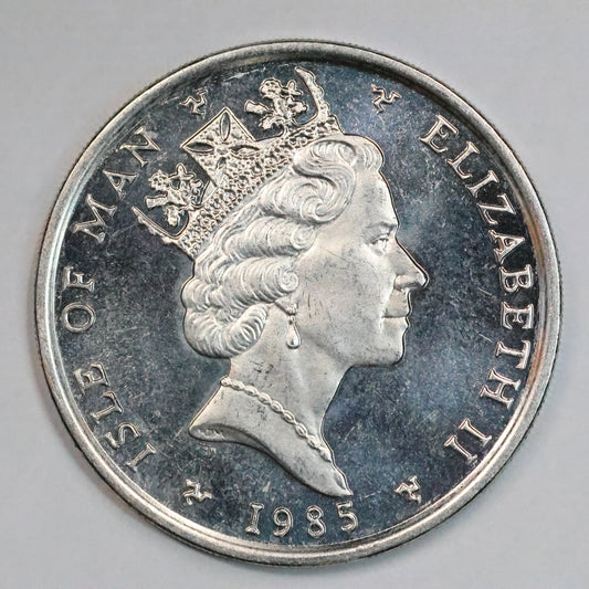 1985 Isle Of Man One Noble 1 Oz Platinum Coin Viking Longship Elizabeth II