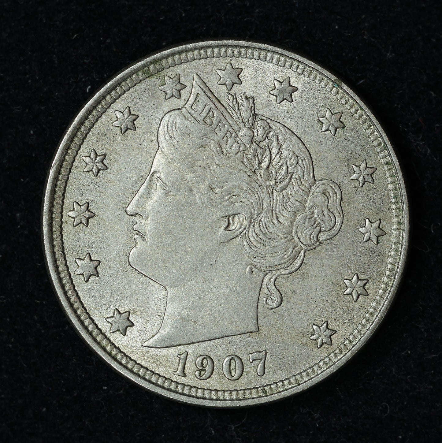 1907 5c Liberty V Nickel Five Cent Coin