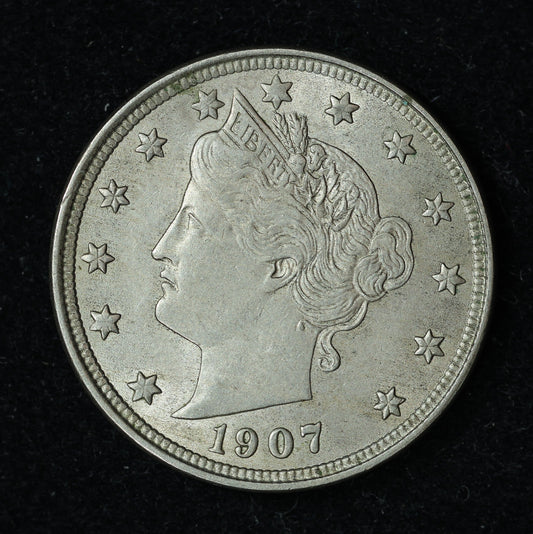 1907 5c Liberty V Nickel Five Cent Coin