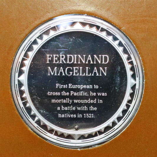 Franklin Mint The Great Explorers STERLING SILVER Art Round - Ferdinand Magellan