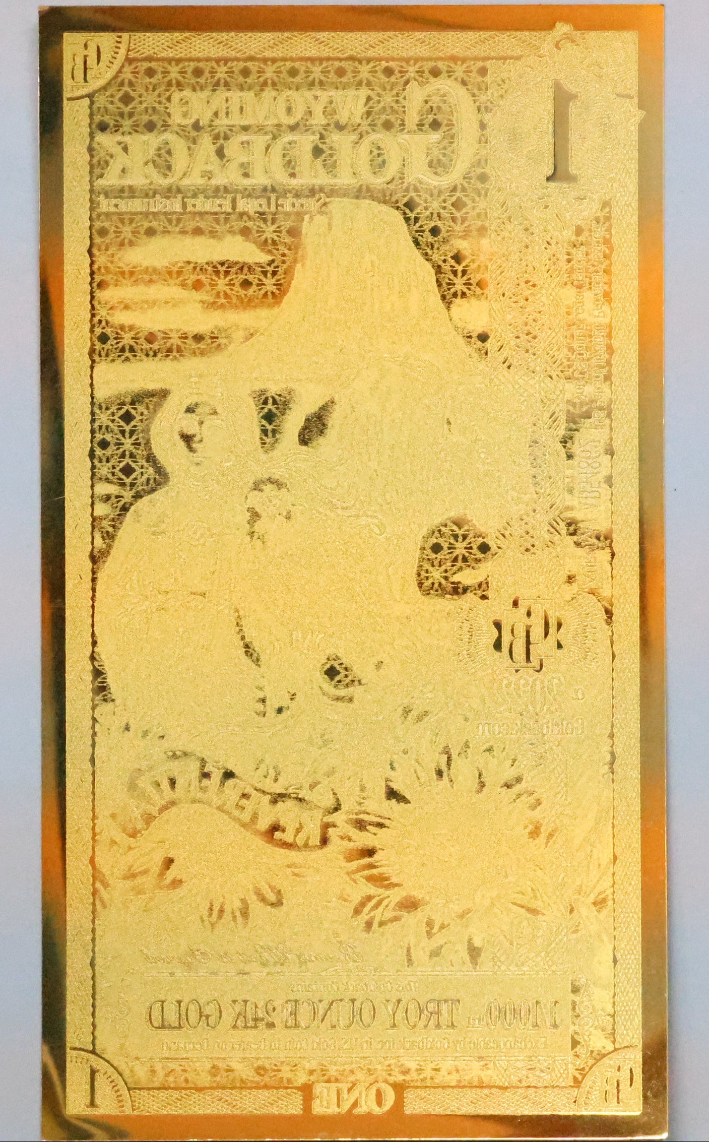 Wyoming 1 Goldback Gold Foil Note 1/1000th Troy Oz 24KT Goldback