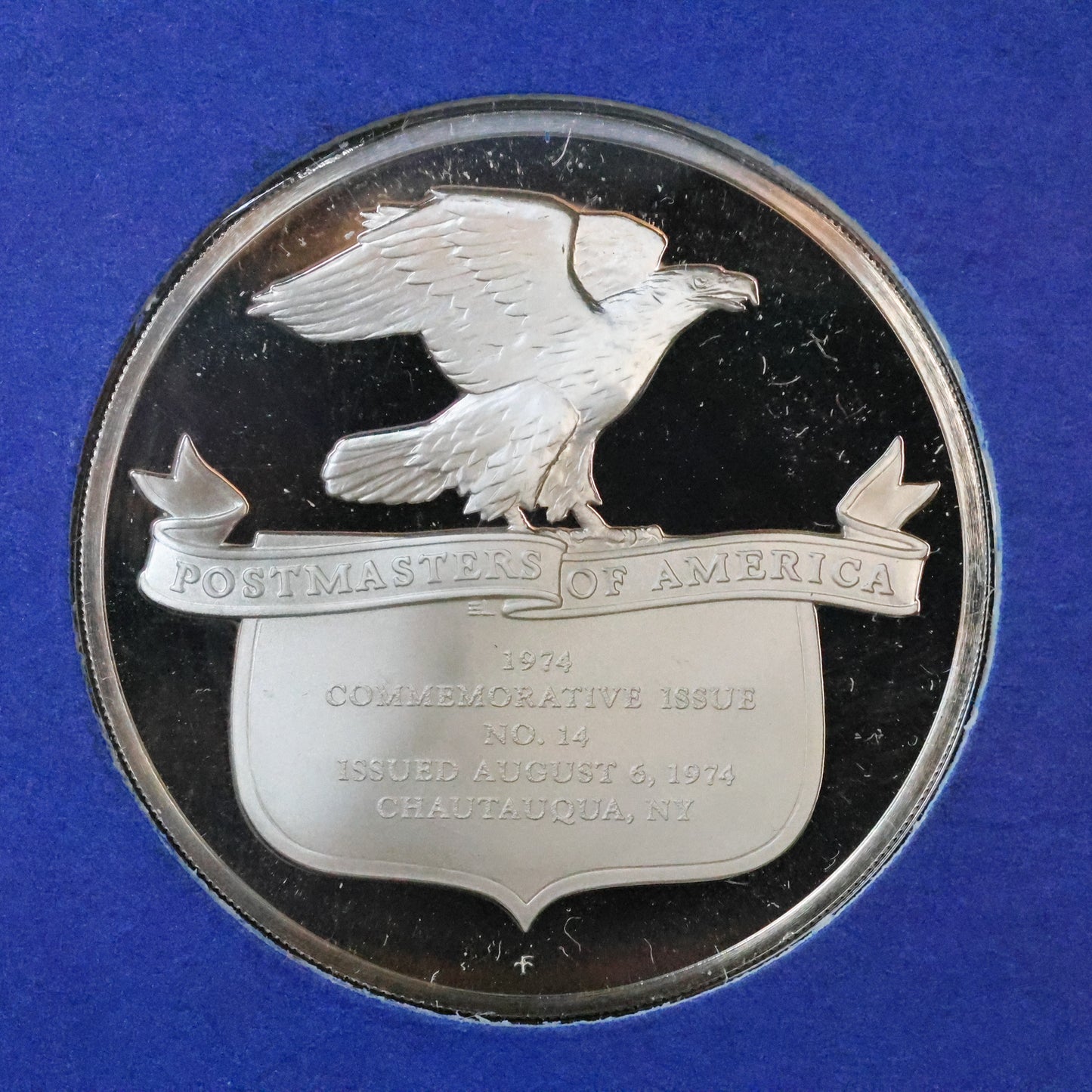 1974 Postmasters of America STERLING SILVER Art Round - No. 14 Rural America