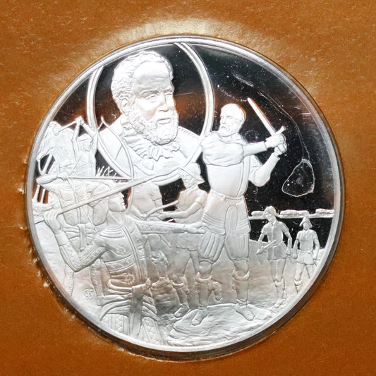 Franklin Mint The Great Explorers STERLING SILVER Art Round - Ferdinand Magellan