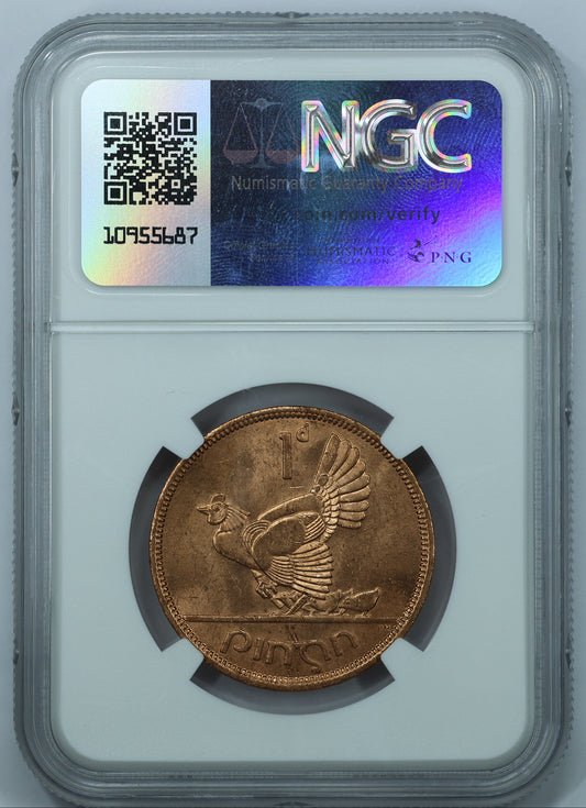 1966 Ireland 1 Penny "Lucky Irish Penny" Bronze - NGC Genuine