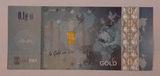 Karatpay Karat Pay Gold 0.10 Gram of 999.9 Fine Cash Gold Note Certificate .1g Nadir