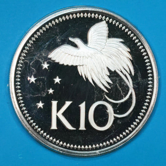 1975 Papua New Guinea .925 Silver 10 Kina Proof in Plastic