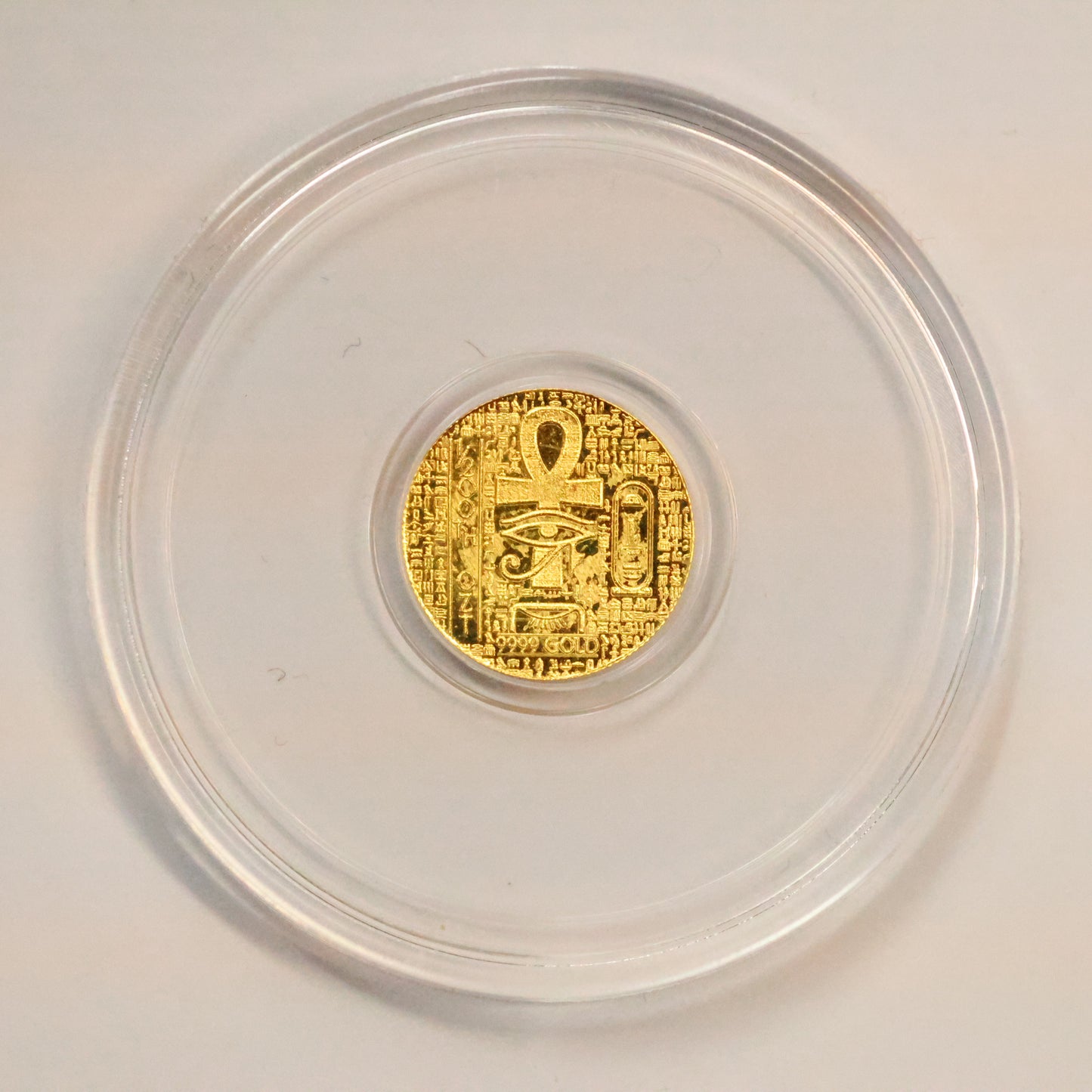 1/200th oz .9999 Fine Gold - Monarch Precious Metals - Egyptian Scarab Anhk w/ Capsule