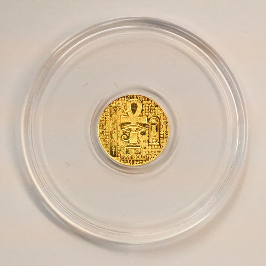 1/200th oz .9999 Fine Gold - Monarch Precious Metals - Egyptian Scarab Anhk w/ Capsule
