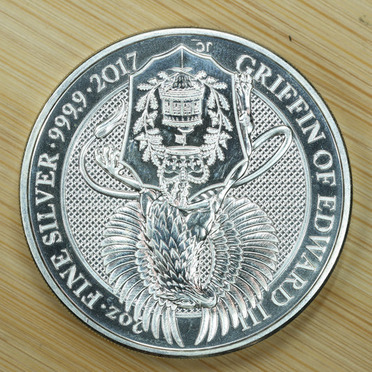 2017 Great Britain 2 oz Silver Queen's Beasts Griffin of Edward Exact Coin Pictured