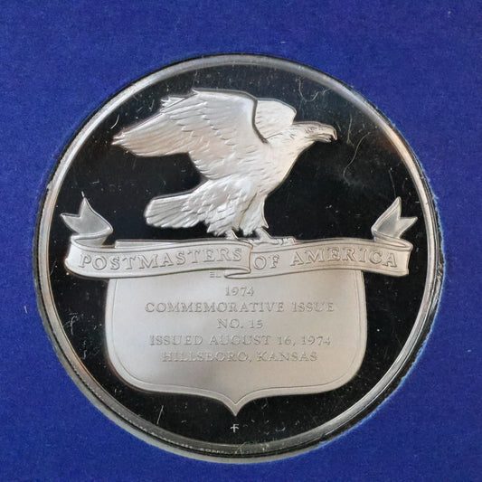 1974 Postmasters of America STERLING SILVER Art Round - No. 15 Rural America