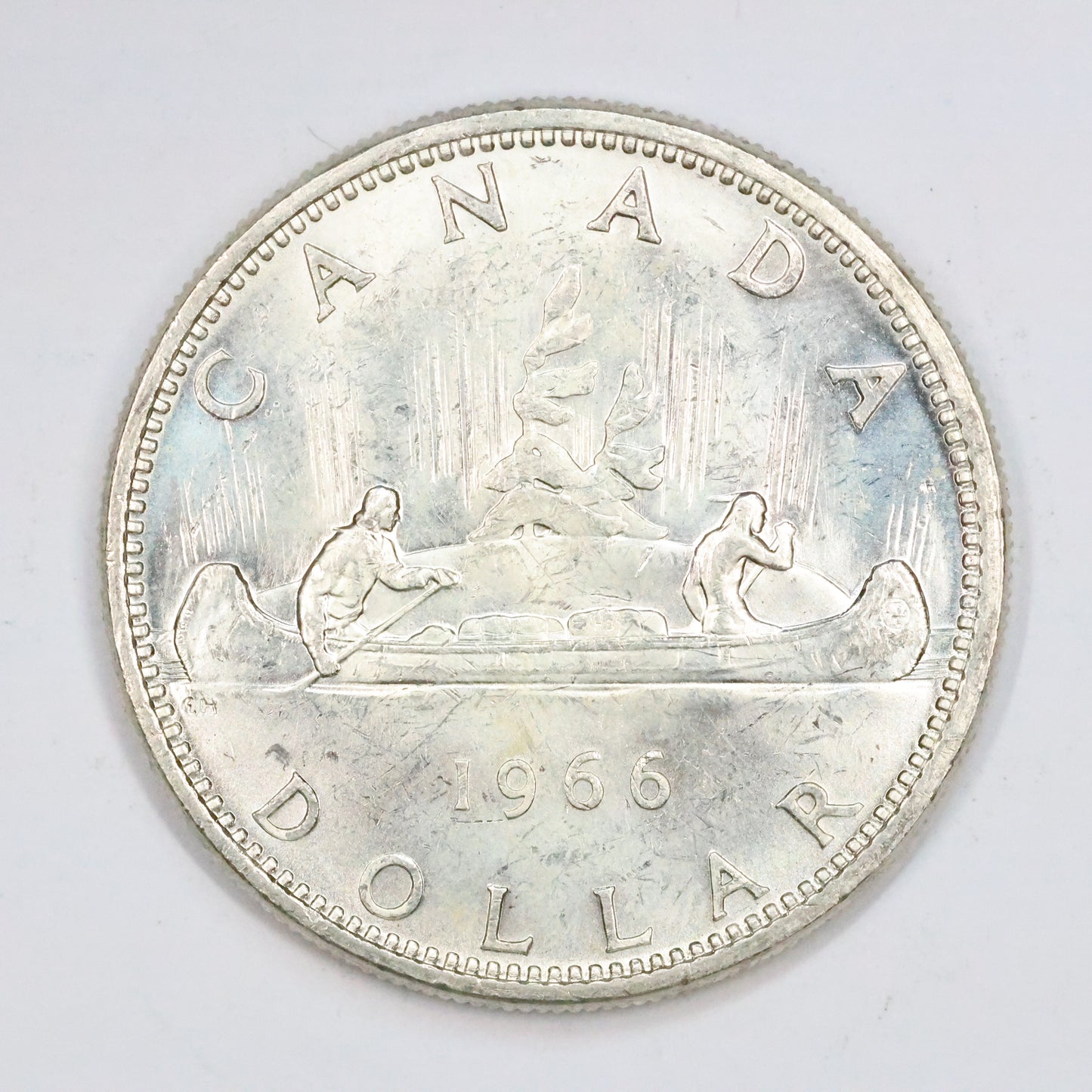 1966 Canada Silver Dollar Coin Canoe