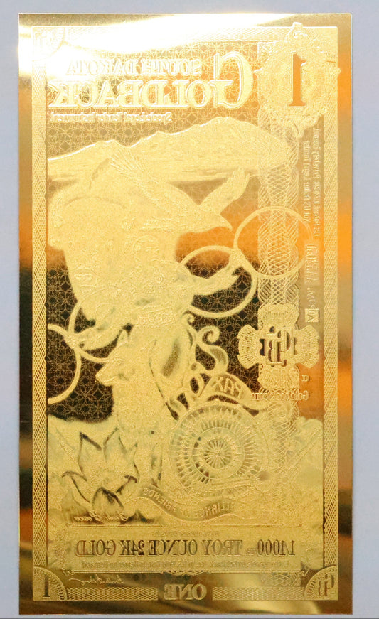 South Dakota 1 Goldback Gold Foil Note 1/1000th Troy Oz 24KT Goldback