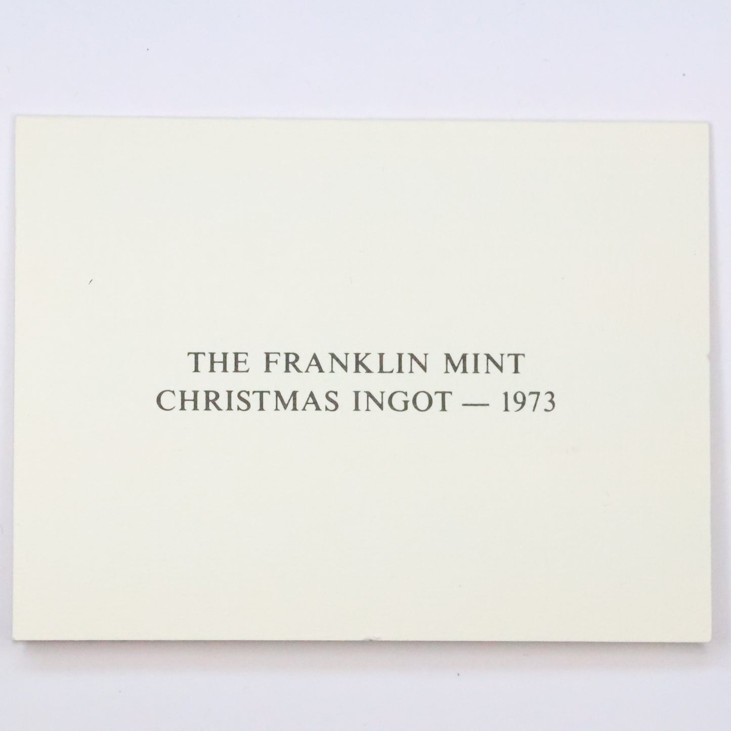 Franklin Mint Christmas Ingot - 1973 The Carolers Sterling Silver 1000 Grains Bar w/ OGP