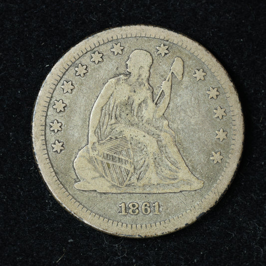 1861 Seated Liberty Silver Quarter Philadelphia