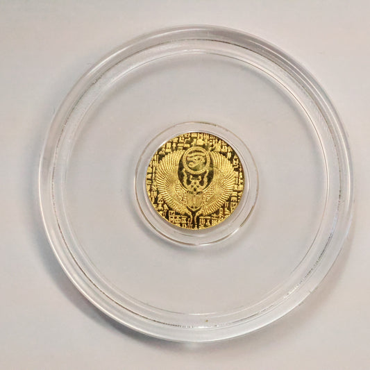 1/200th oz .9999 Fine Gold - Monarch Precious Metals - Egyptian Scarab Anhk w/ Capsule