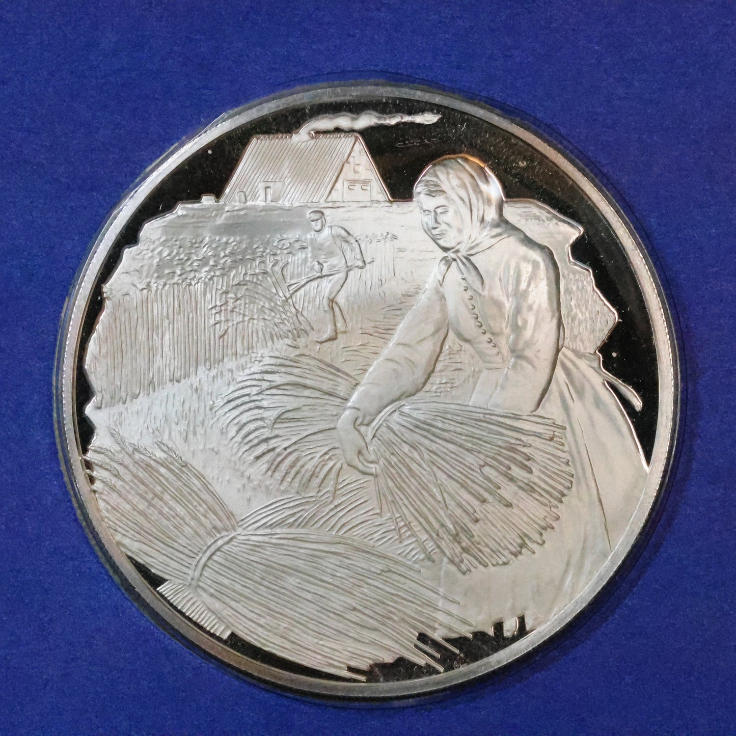 1974 Postmasters of America STERLING SILVER Art Round - No. 15 Rural America